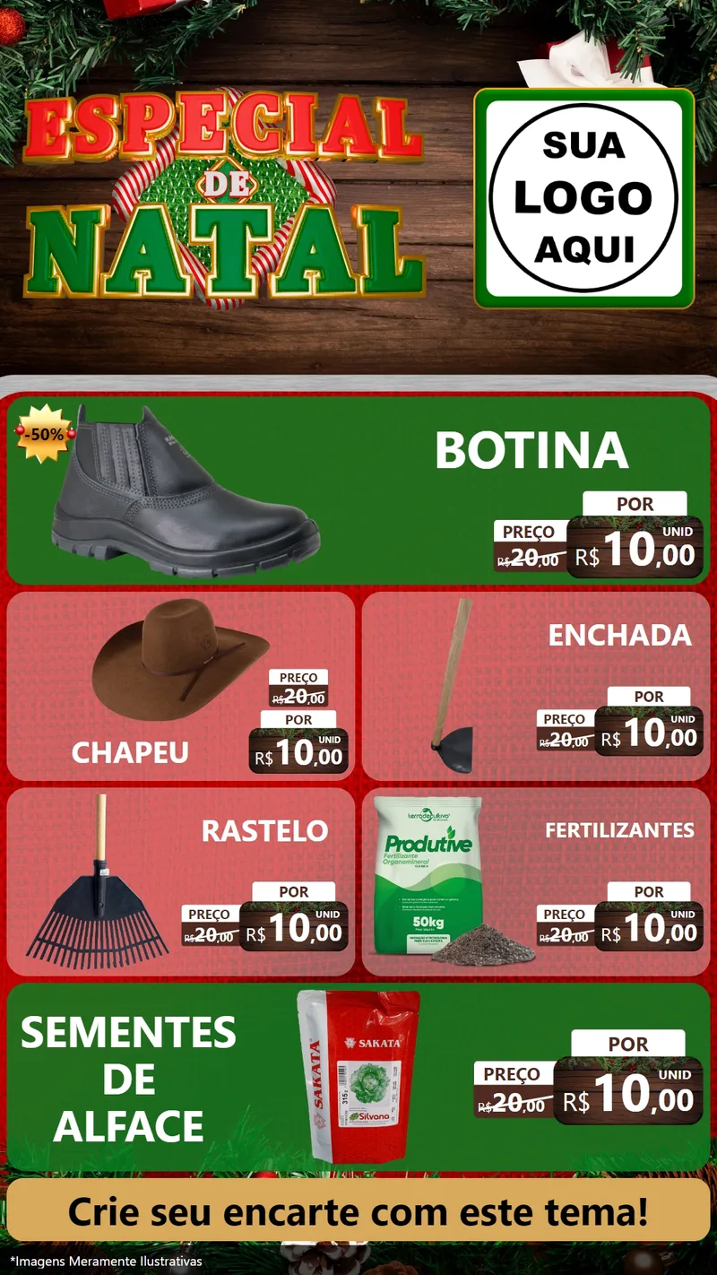 Modelo de TV para TV Vertical com o tema Especial de Natal para Agropecuária