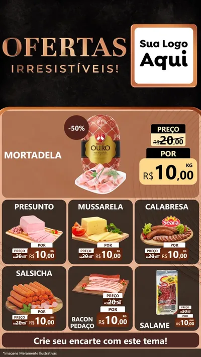 Modelo de Rede Social para Stories com o tema Ofertas Irresistíveis! para Frios e Laticínios