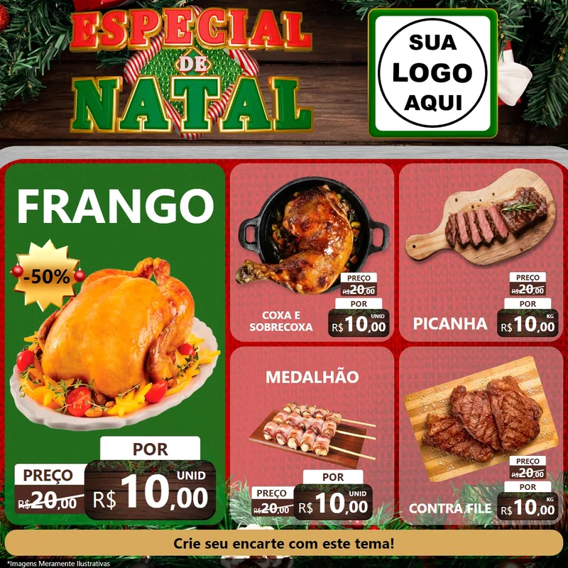 Modelo de Rede Social para Feed Facebook com o tema Especial de Natal para Assados