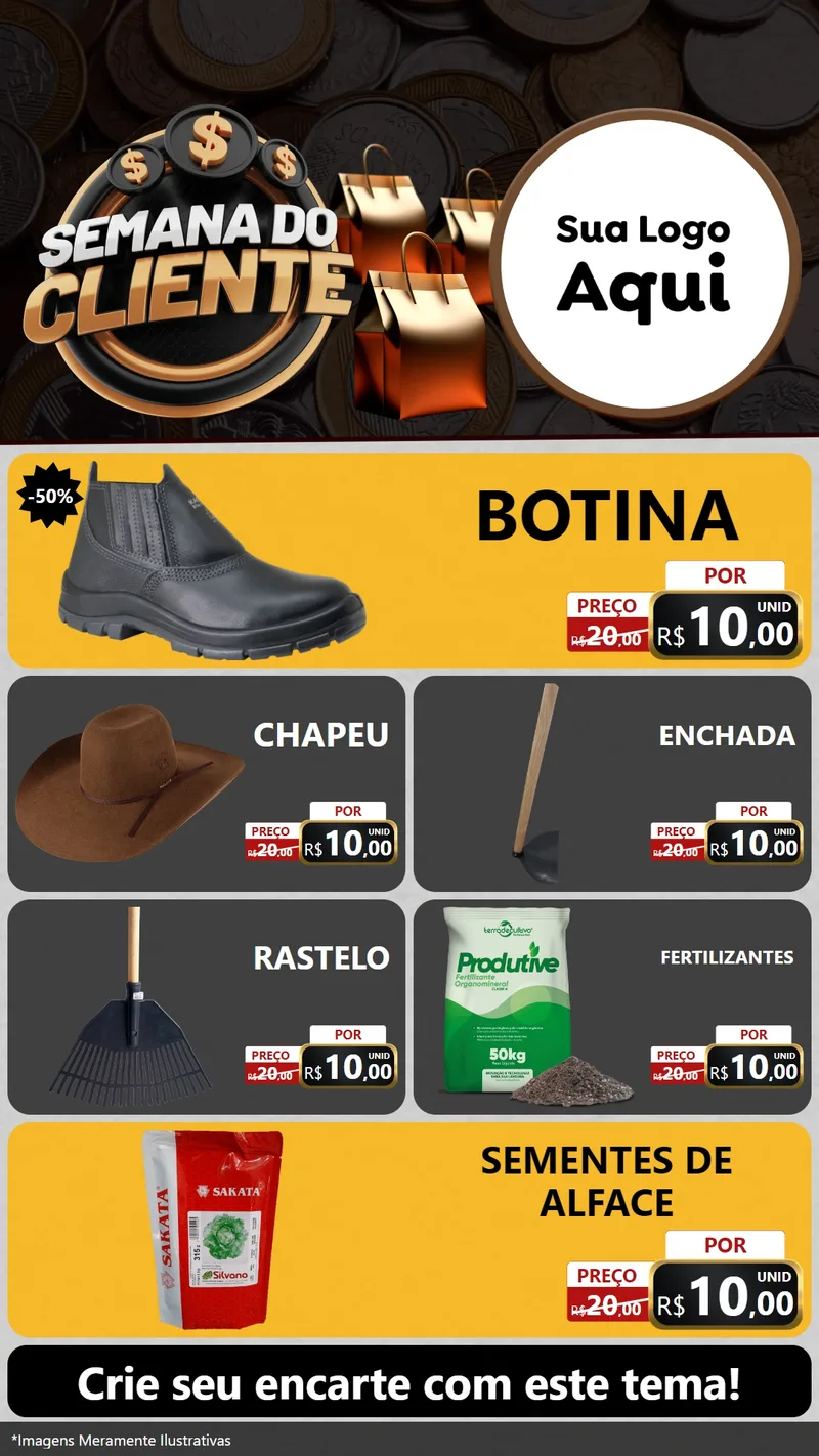 Modelo de TV para TV Vertical com o tema Semana do Cliente para Agropecuária