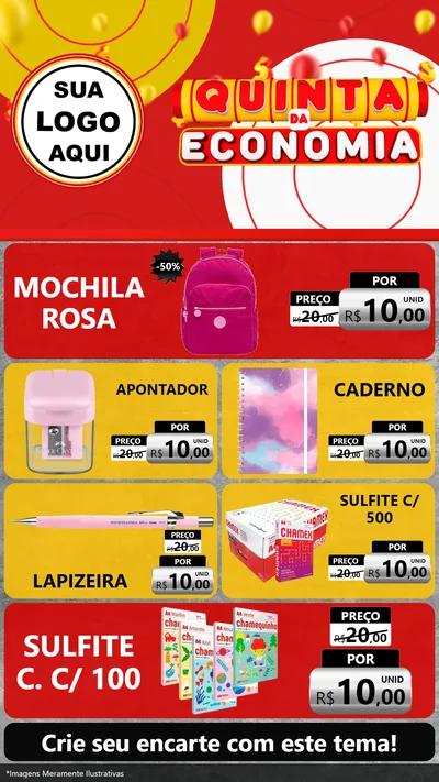 Modelo de TV para TV Vertical com o tema Quinta da Economia para Papelaria