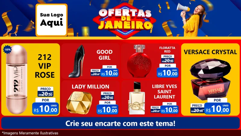 Modelo de TV para TV Horizontal com o tema Ofertas de Janeiro para Perfumes