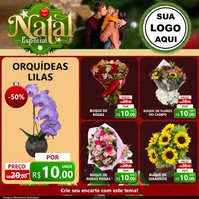 Modelo de Rede Social para Feed Facebook com o tema Natal Especial para Floricultura e jardim