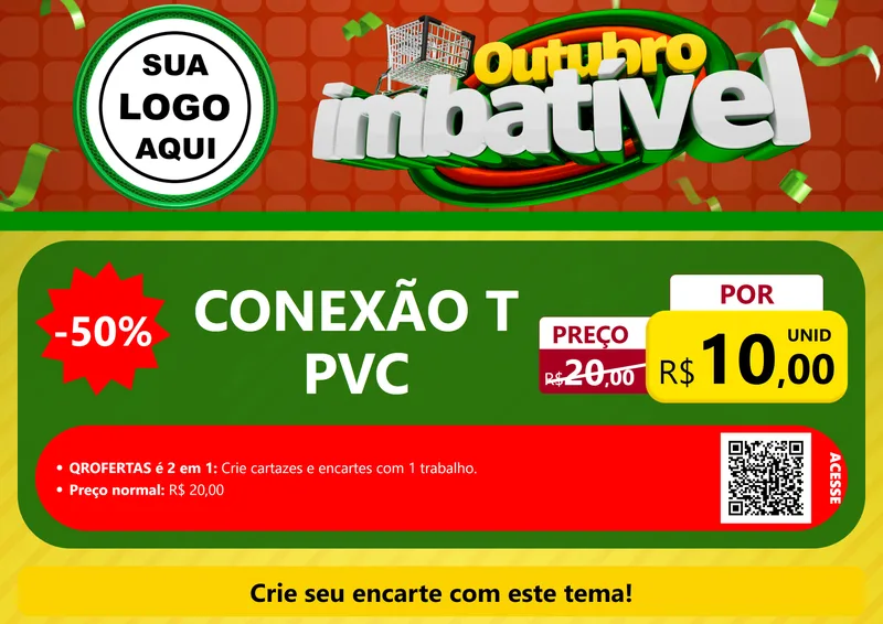 Modelo de Cartaz para Cartaz A4 Horizontal com o tema Outubro Imbatível para Tubos e conexões