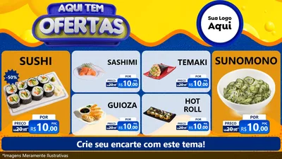 Modelo de TV para TV Horizontal com o tema Aqui Tem Ofertas para Comida japonesa