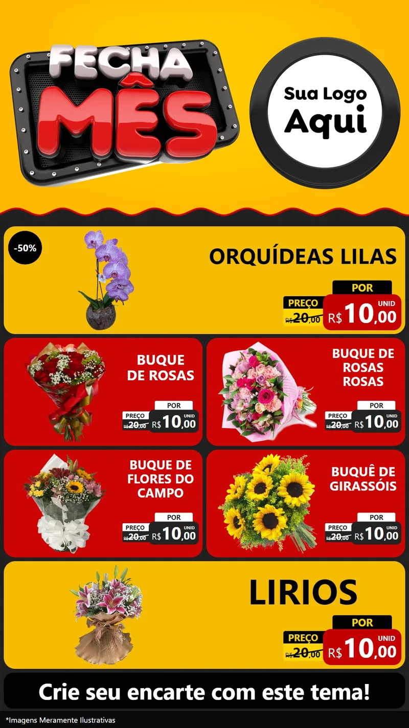 Modelo de TV para TV Vertical com o tema Fecha Mês para Floricultura e jardim