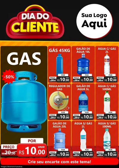 Modelo de Encarte para Encarte A4 Vertical com o tema Dia do Cliente para Água e gás