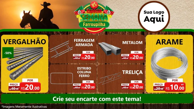 Modelo de TV para TV Horizontal com o tema Especial Semana Farroupilha para Ferragens