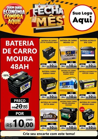 Modelo de Encarte para Encarte A4 Vertical com o tema Fecha Mês para Baterias Elétricas