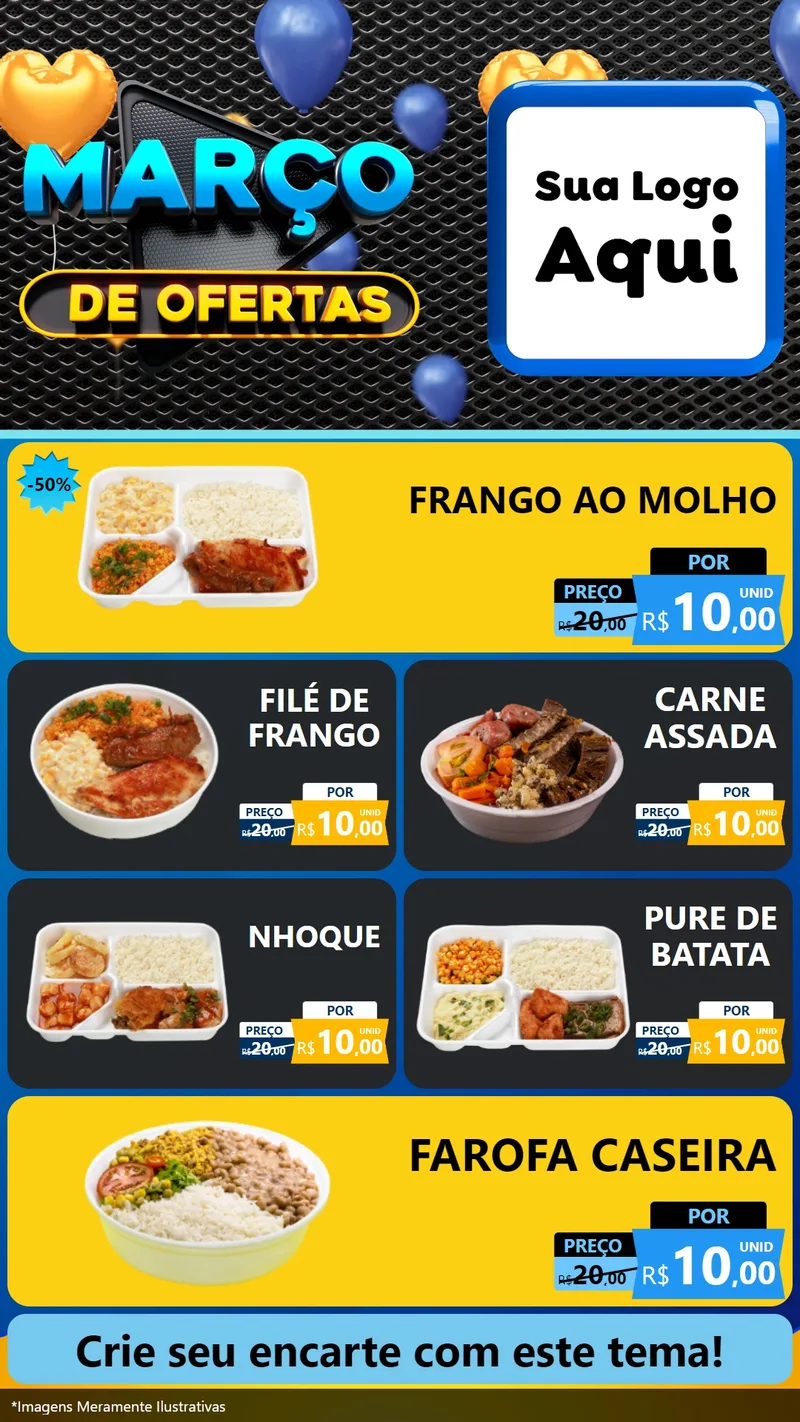 Modelo de TV para TV Vertical com o tema Março de Ofertas para Restaurante