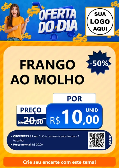 Modelo de Cartaz para Cartaz A4 Vertical com o tema Oferta do Dia para Restaurante