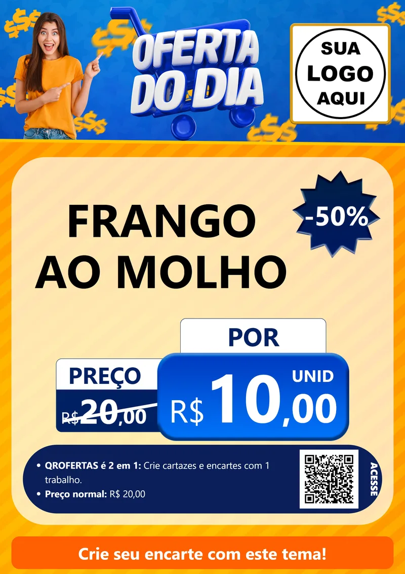 Modelo de Cartaz para Cartaz A4 Vertical com o tema Oferta do Dia para Restaurante