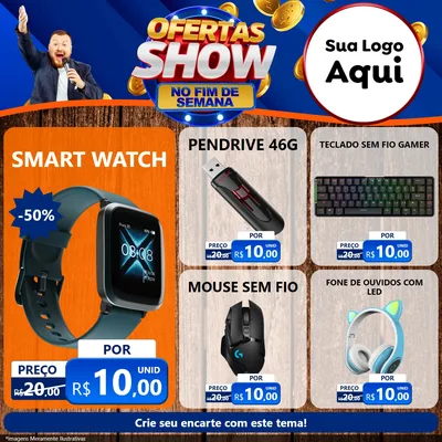 Modelo de Rede Social para Feed Facebook com o tema Ofertas Show No Fim De Semana para Informática