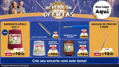 Modelo de TV para TV Horizontal com o tema Réveillon de Ofertas para Armarinho e Aviamentos