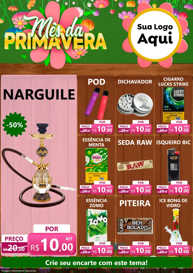 Modelo de Encarte para Encarte A4 Vertical com o tema Mês da Primavera para Tabacaria