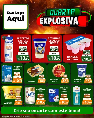 Modelo de Rede Social para Feed Instagram com o tema Quarta Explosiva para Frios e Laticínios