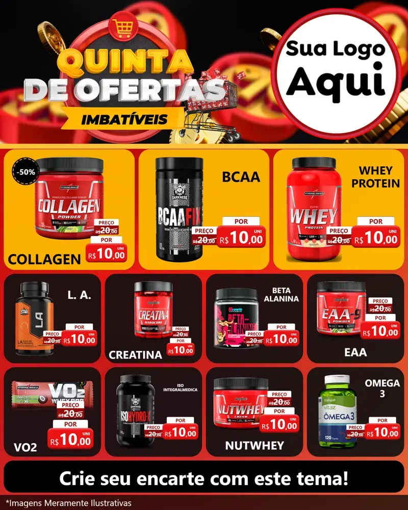 Modelo de Rede Social para Feed Instagram com o tema Quinta de Ofertas Imbatíveis para Suplementos alimentares