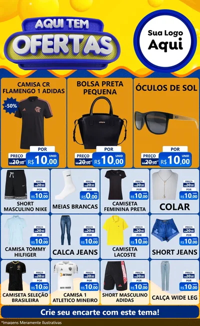 Modelo de Encarte para Encarte Grande com o tema Aqui Tem Ofertas para Roupas e acessórios