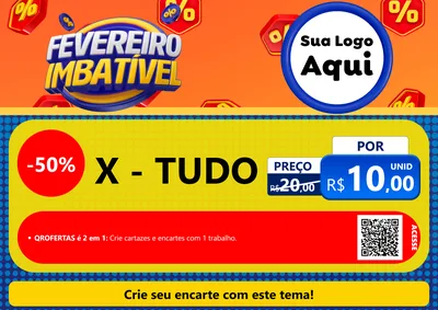 Modelo de Cartaz para Cartaz A4 Horizontal com o tema Fevereiro Imbatível para Hamburgueria
