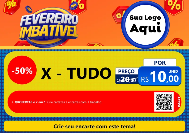 Modelo de Cartaz para Cartaz A4 Horizontal com o tema Fevereiro Imbatível para Hamburgueria