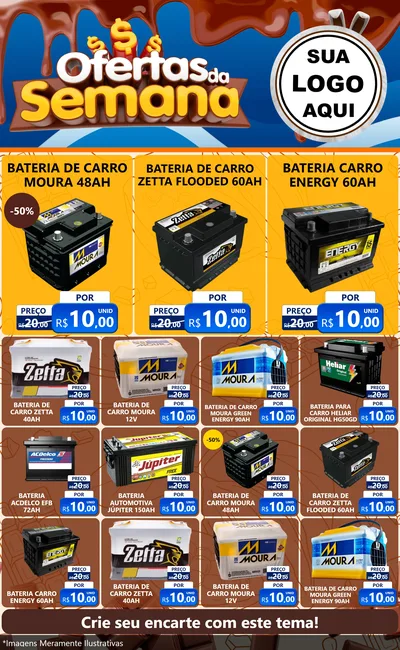 Modelo de Encarte para Encarte Grande com o tema Ofertas da Semana - Páscoa para Baterias Elétricas
