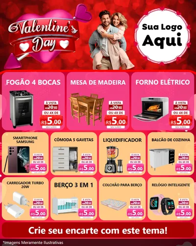 Modelo de Rede Social para Feed Instagram com o tema Valentine's Day para Móveis e Eletro
