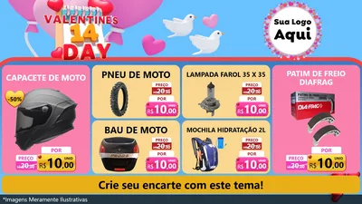 Modelo de TV para TV Horizontal com o tema Valentine's Day para Moto peças