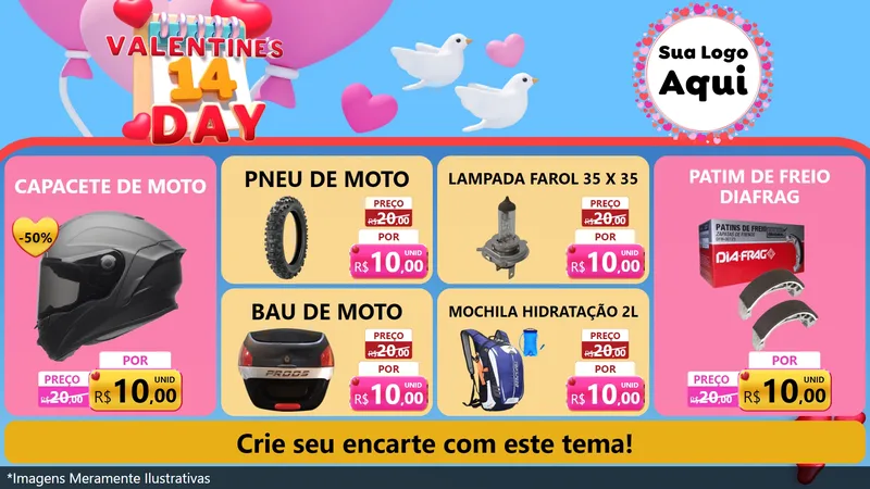 Modelo de TV para TV Horizontal com o tema Valentine's Day para Moto peças