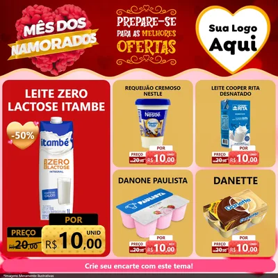 Modelo de Rede Social para Feed Facebook com o tema Mês dos Namorados para Frios e Laticínios