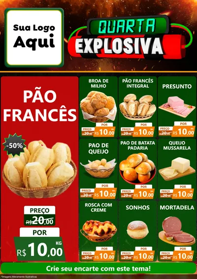 Modelo de Encarte para Encarte A4 Vertical com o tema Quarta Explosiva para Padaria