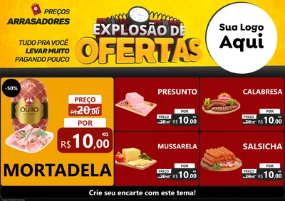 Modelo de Encarte para Encarte A4 Horizontal com o tema Explosão de Ofertas para Frios e Laticínios
