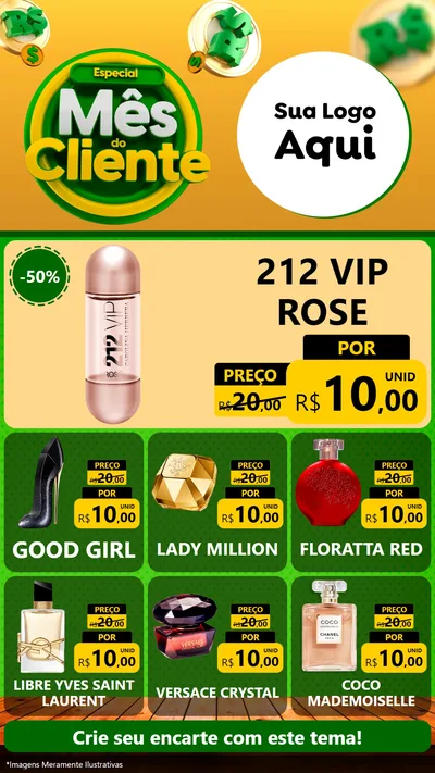 Modelo de Rede Social para Stories com o tema Especial Mês do Cliente para Perfumes