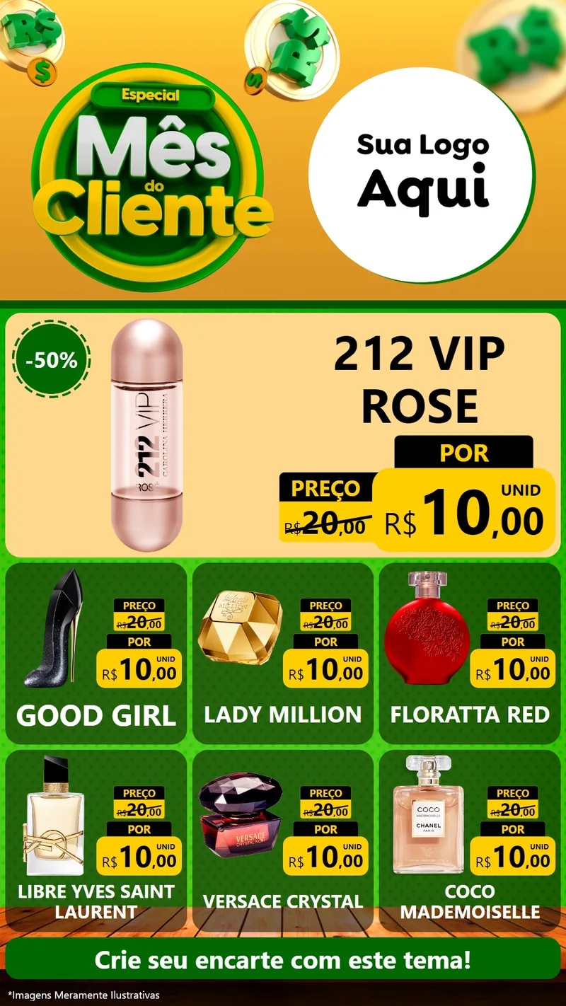 Modelo de Rede Social para Stories com o tema Especial Mês do Cliente para Perfumes