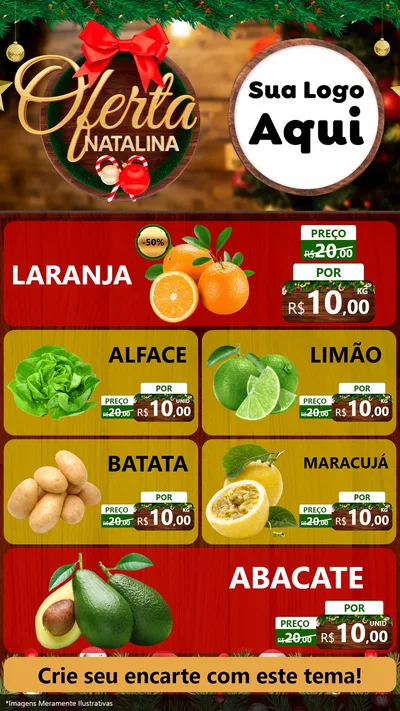 Modelo de TV para TV Vertical com o tema Ofertas Natalina para Hortifrúti