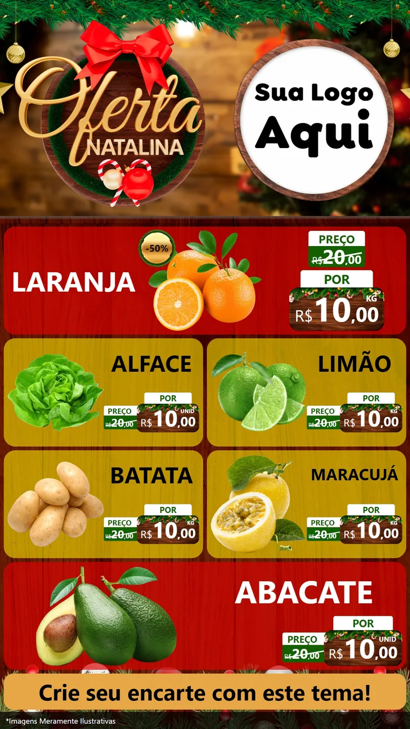 Modelo de TV para TV Vertical com o tema Ofertas Natalina para Hortifrúti