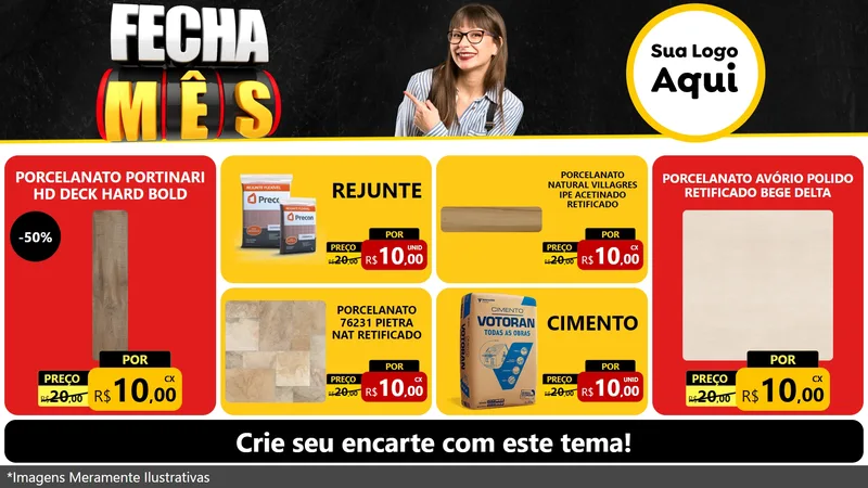 Modelo de TV para TV Horizontal com o tema Fecha Mês para Pisos e revestimentos