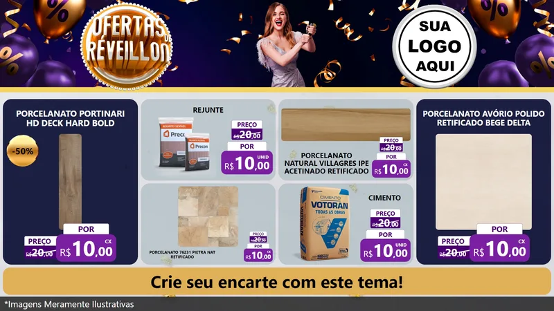 Modelo de TV para TV Horizontal com o tema Ofertas de Réveillon para Pisos e revestimentos