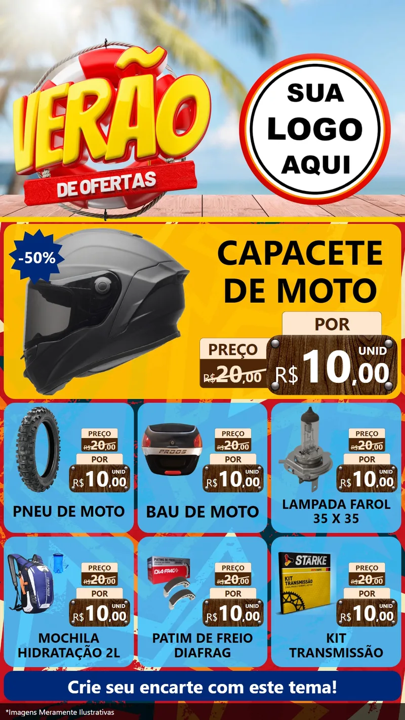 Modelo de Rede Social para Stories com o tema Verão de Ofertas para Moto peças