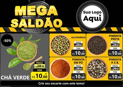 Modelo de Encarte para Encarte A4 Horizontal com o tema Mega Saldão para Produtos Naturais