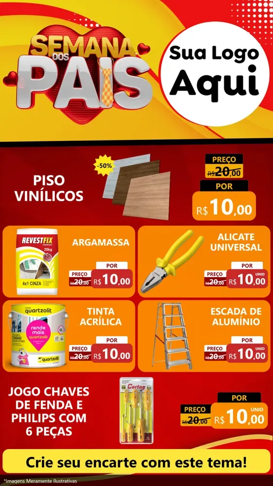 Modelo de TV para TV Vertical com o tema Semana Dos Pais para Material para Construção