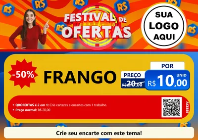 Modelo de Cartaz para Cartaz A4 Horizontal com o tema Festival de Ofertas para Assados
