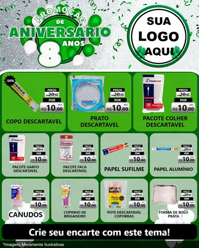 Modelo de Rede Social para Feed Instagram com o tema Promoção de Aniversário - 8 Anos para Embalagens