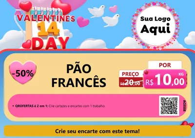 Modelo de Cartaz para Cartaz A4 Horizontal com o tema Valentine's Day para Padaria
