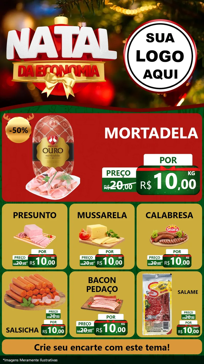 Modelo de Rede Social para Stories com o tema Natal da Economia para Frios e Laticínios