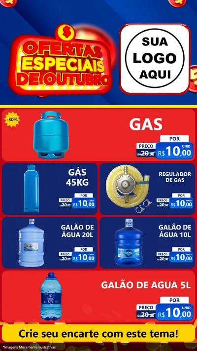 Modelo de TV para TV Vertical com o tema Ofertas Especiais de Outubro para Água e gás