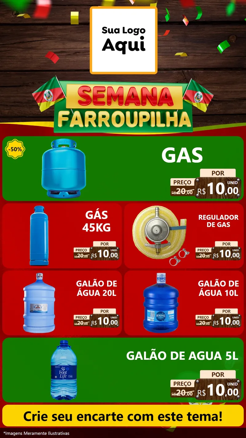 Modelo de TV para TV Vertical com o tema Semana Farroupilha para Água e gás