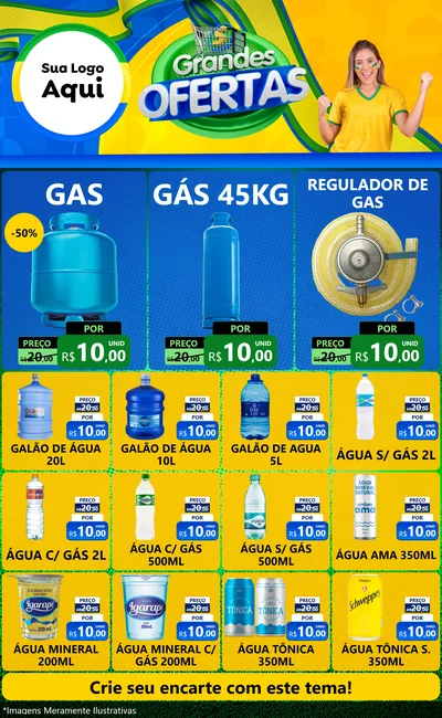 Modelo de Encarte para Encarte Grande com o tema Grandes Ofertas para Água e gás