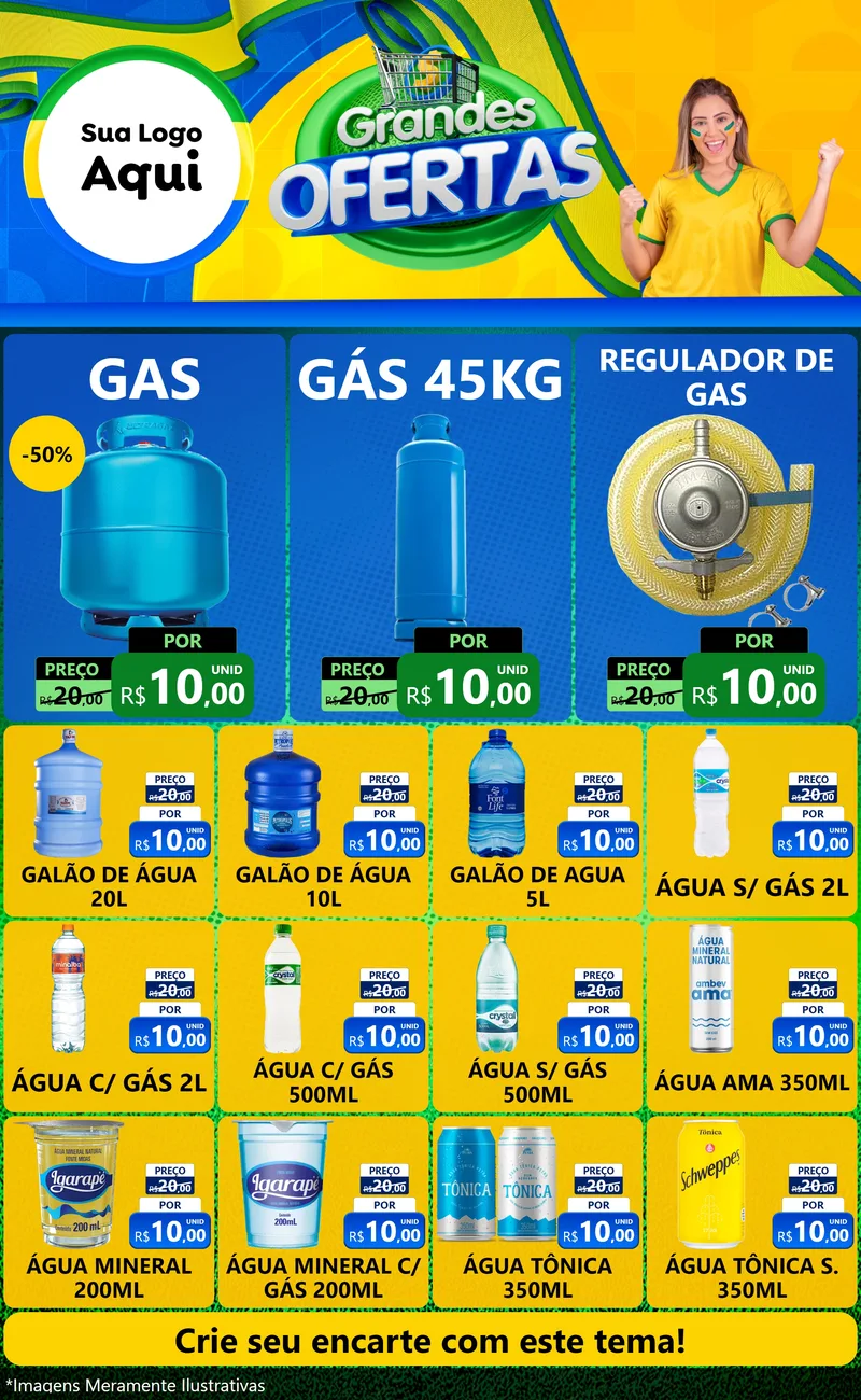 Modelo de Encarte para Encarte Grande com o tema Grandes Ofertas para Água e gás