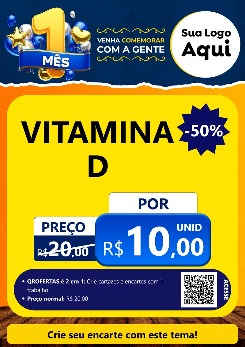 Modelo de Cartaz para Cartaz A4 Vertical com o tema Um Mês de Aniversário para Farmácia
