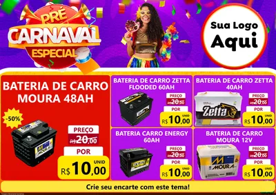 Modelo de Encarte para Encarte A4 Horizontal com o tema Pré-Carnaval Especial para Baterias Elétricas